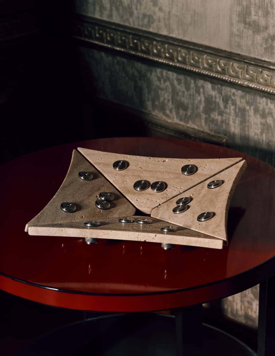 FERRIC BOWL, TRAVERTINE